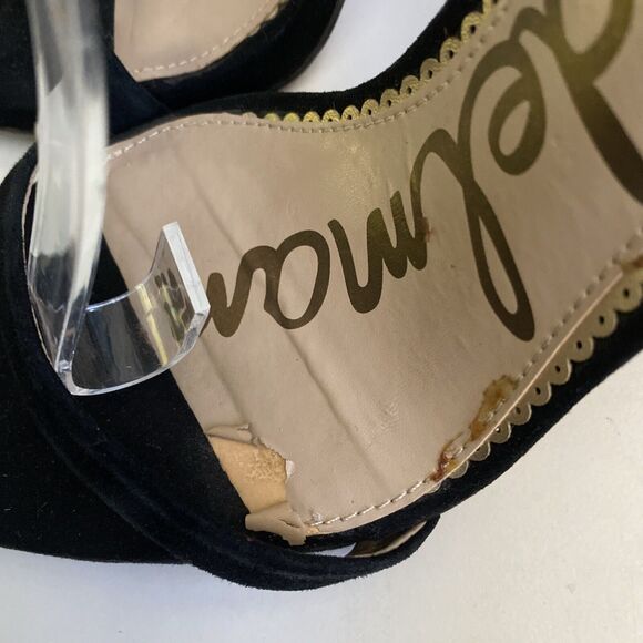 Sam Edelman Ariella Sandal Black Suede Open Toe Ankle Strap Slim Heel 10… - Picture 7 of 9